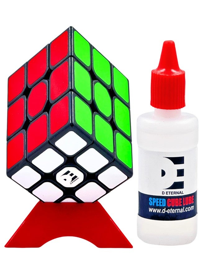 دي إيترنال مكعب السرعة الأبدي 3x3 مع مادة تشحيم وحامل عرض، مكعب ألغاز سحري احترافي، قاعدة سوداء - Image 1